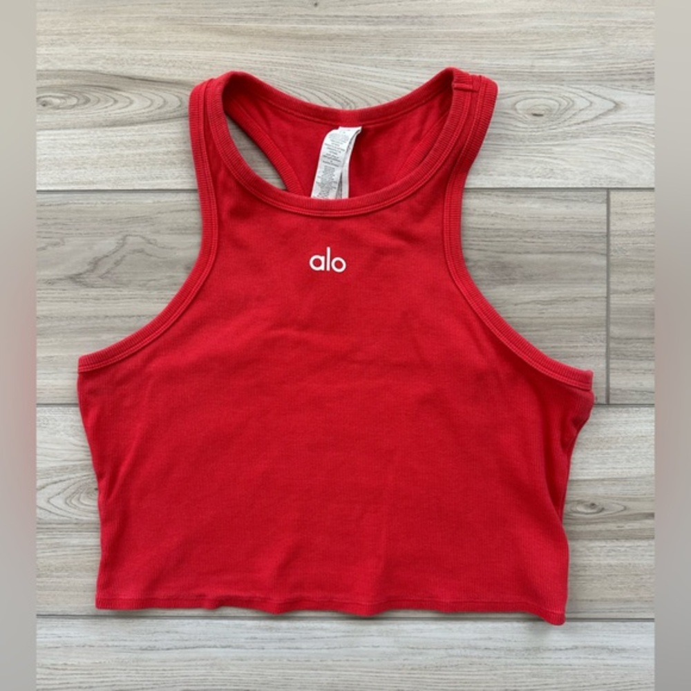 ALO Yoga Red Ribbed Racerback Crop Tank
